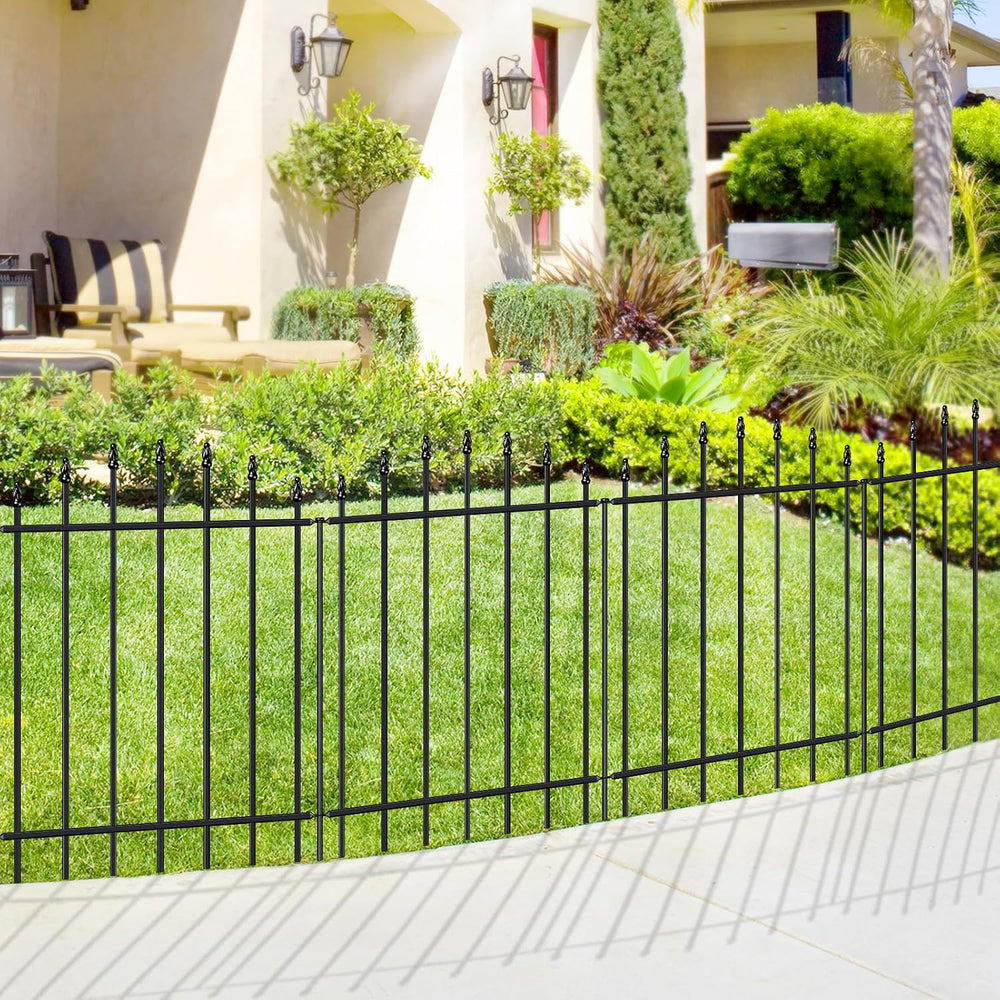 32” x 12’ No-Dig Metal Garden Fence with Stakes, Panels Fencing for Dogs
