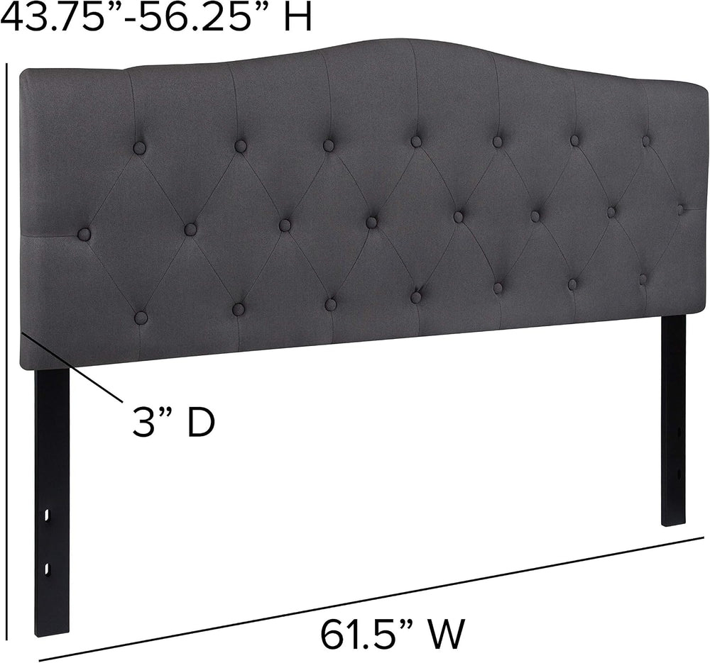 Flash Furniture Queen Tufted Fabric Headboard, Dark Gray