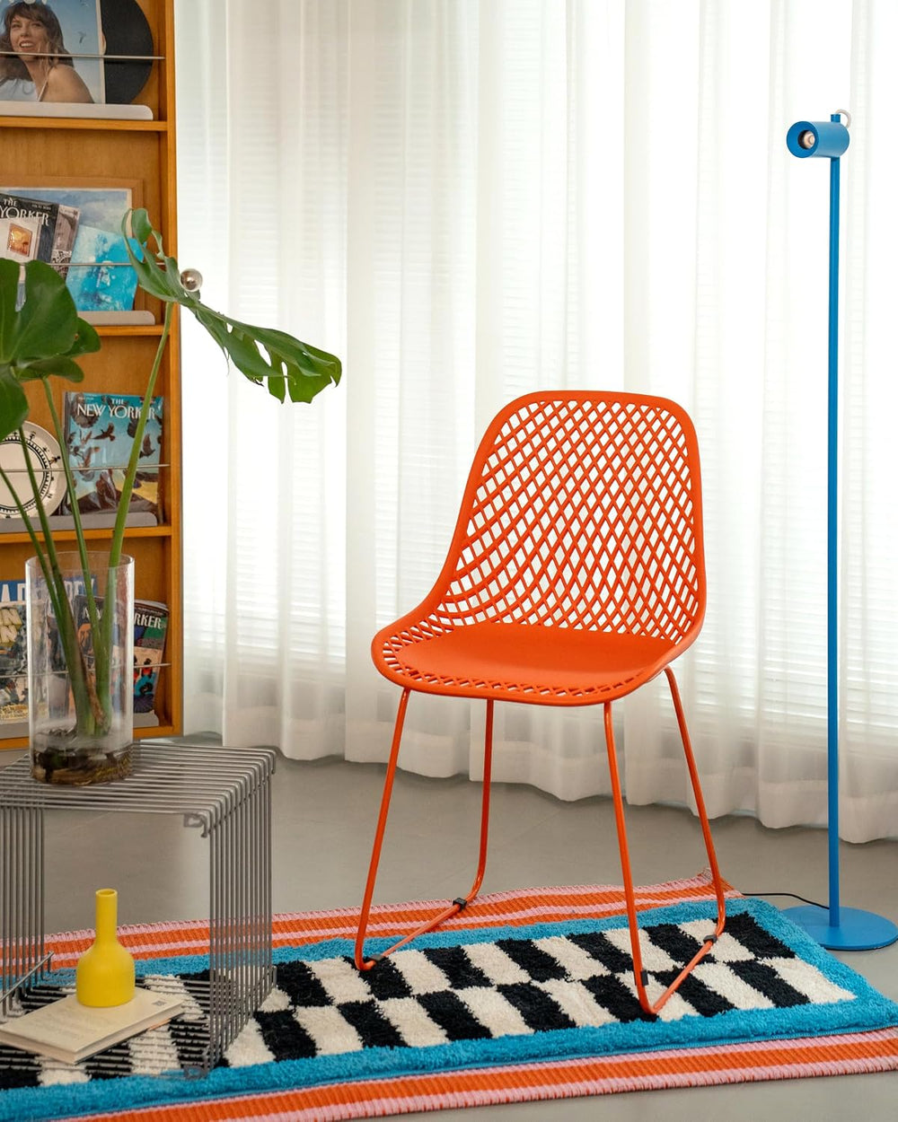 Modern Plastic Dining Chairs, Set of 4 (Blood Orange) | Easy-clean, 280lb Cap...