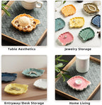 Ceramic Leaf Ring Dish, Small Trinket Tray with Gift Box | Holds rings, earrings, necklaces, keys, coins, and hair clips in one easy-to-see spot for daily use at home