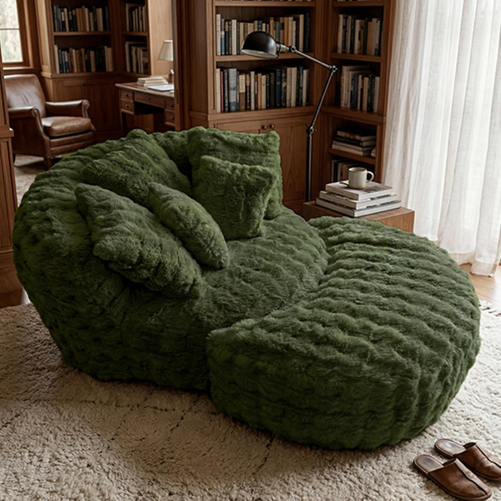 55" W x 75" D Oversized Chaise Lounge Chair Indoor with Ottoman,Gre...