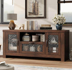 Garvee Farmhouse TV Stand for 55 Inch TV, Entertainment Center with Acrylic Door & Adjustable Shelves, Sideboard Buffet Storage Cabinet for Living Room Bedroom, Rustic Brown