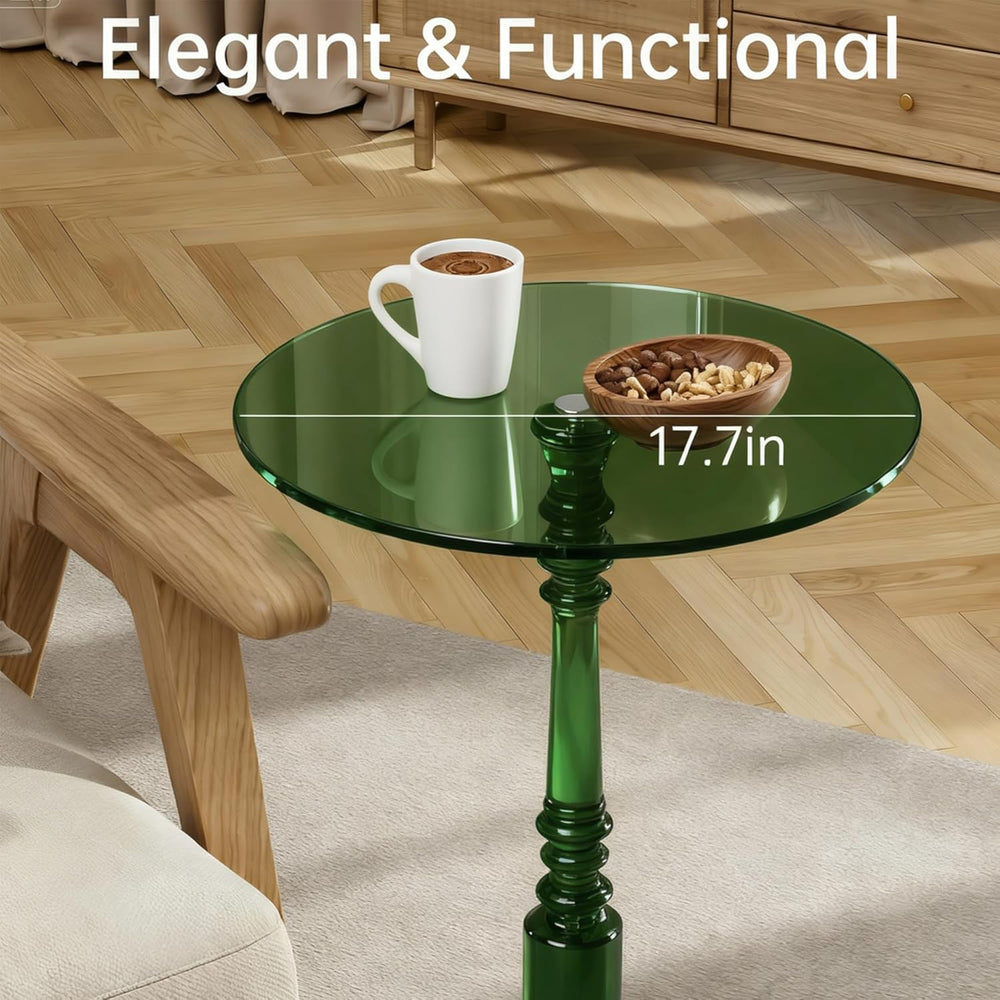 Modern Acrylic Side Table, Round Clear End Table for Living Room,Bedroom Lobb...