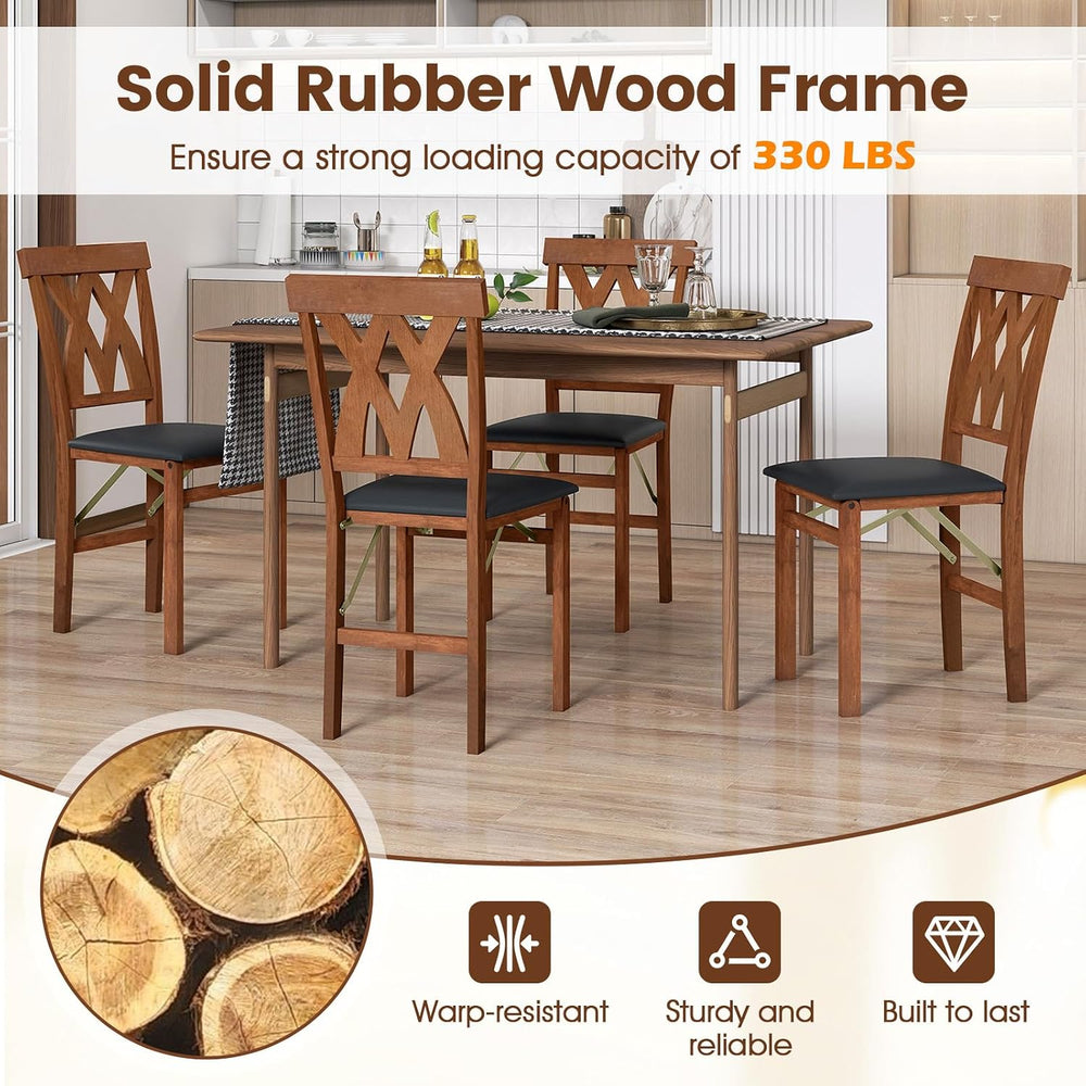 GIANTEX Folding Dining Chairs Set of 2, Farmhouse Upholstered Kitchen Chair |...