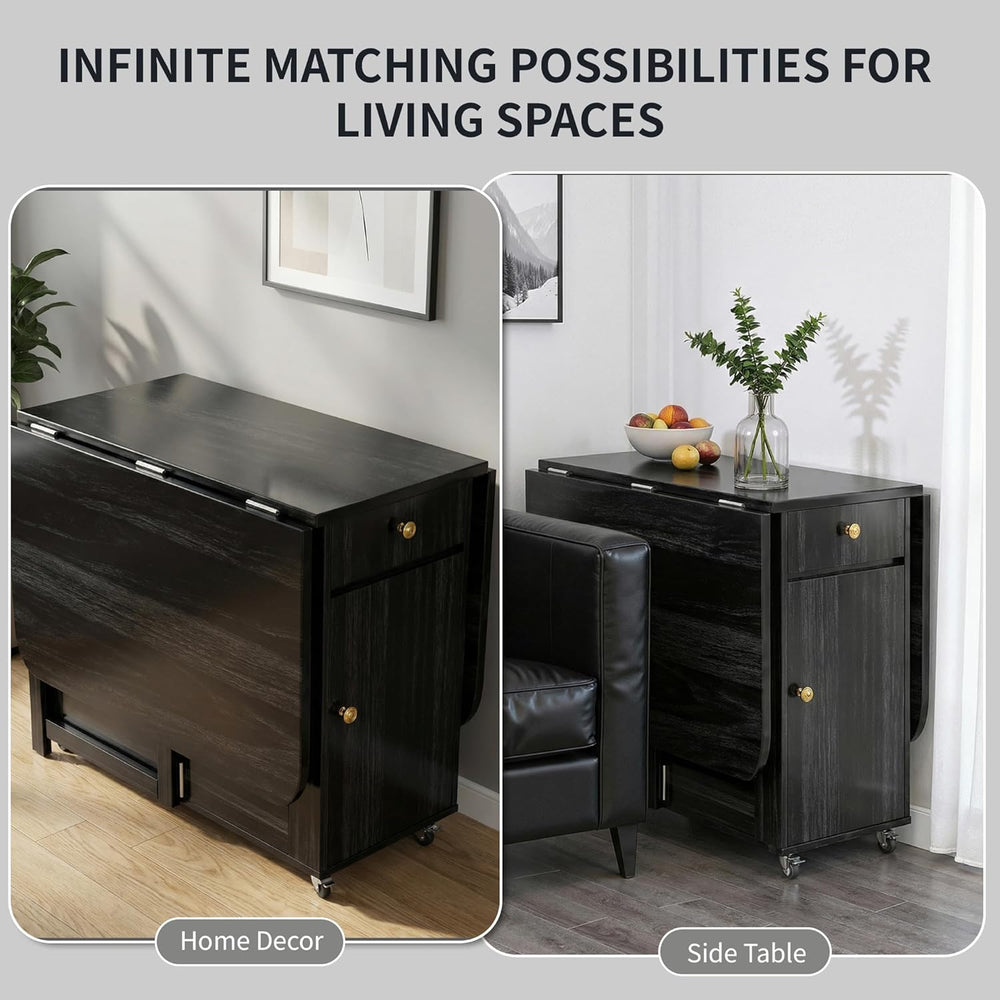 Folding Dining Table and Chairs - 51" Fully Assembled Drop Leaf Table 4-...
