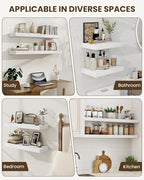 Marsmiles 55" Floating Shelves for Wall, Wooden Shelves with Invisible Brackets Set of 2, Rustic Farmhouse Wall Mounted Shelf for Kitchen Bathroom Living Room Study, White