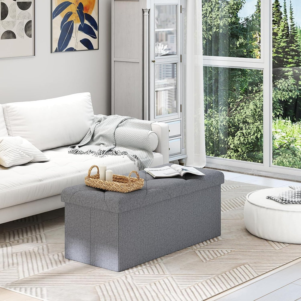 30 Inches Storage Ottoman, Folding Storage Ottoman Bench,Ottomans Foot Rest, ...