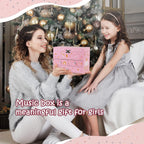 Musical Jewelry Box for Girls 8.07 x 5.12 x 6.14 with 3 Pullout Drawers Spinning Ballerina & Unicorn Jewelry Set, Music Boxes for Birthday Valentine Christmas Gift Waltz of Flowers Tune