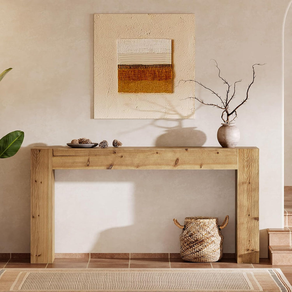 Solid Wood Console Table, 63-Inch Farmhouse Sofa Table Behind Couch for Entry...