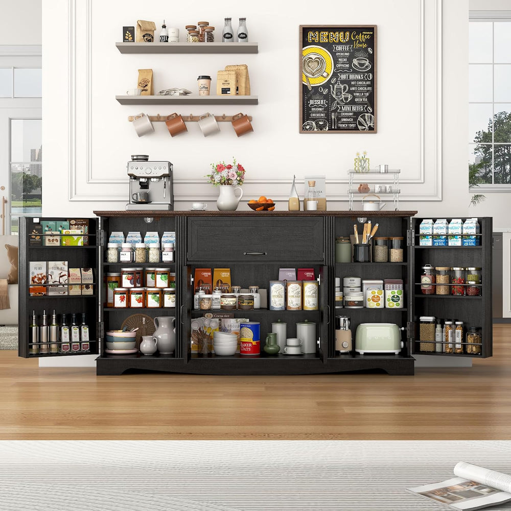 65" Sideboard Buffet Cabinet with Storage, Farmhouse Kitchen Pantries Si...