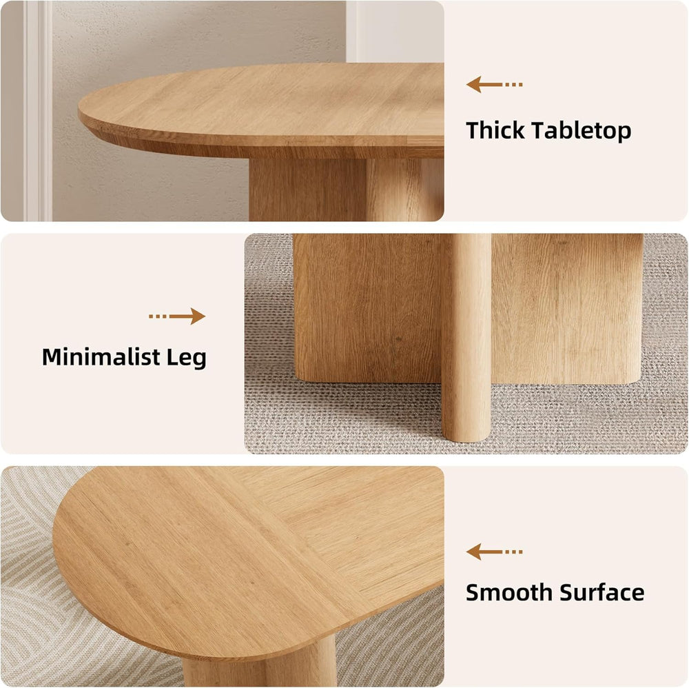 78.75" Oval Oak Dining Table for 6-8 Person, Modern Farmhouse Kitchen Ta...