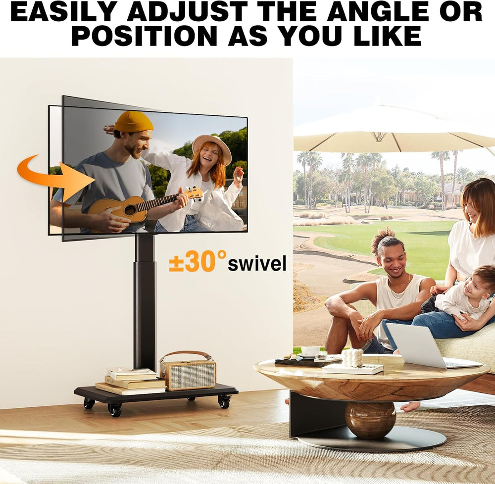 TVON Rolling TV Stand for 32-70Inch TVs, Elegant Floor TV Stand with Wheels |...