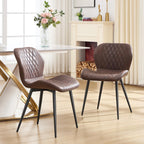 Dining Chairs Set of 4, Comfy Modern Dining Chairs with Thick Cushions, Upholstered Fabric Kitchen Side Chairs with Adjustable Metal Legs for Dining Room (Brown)