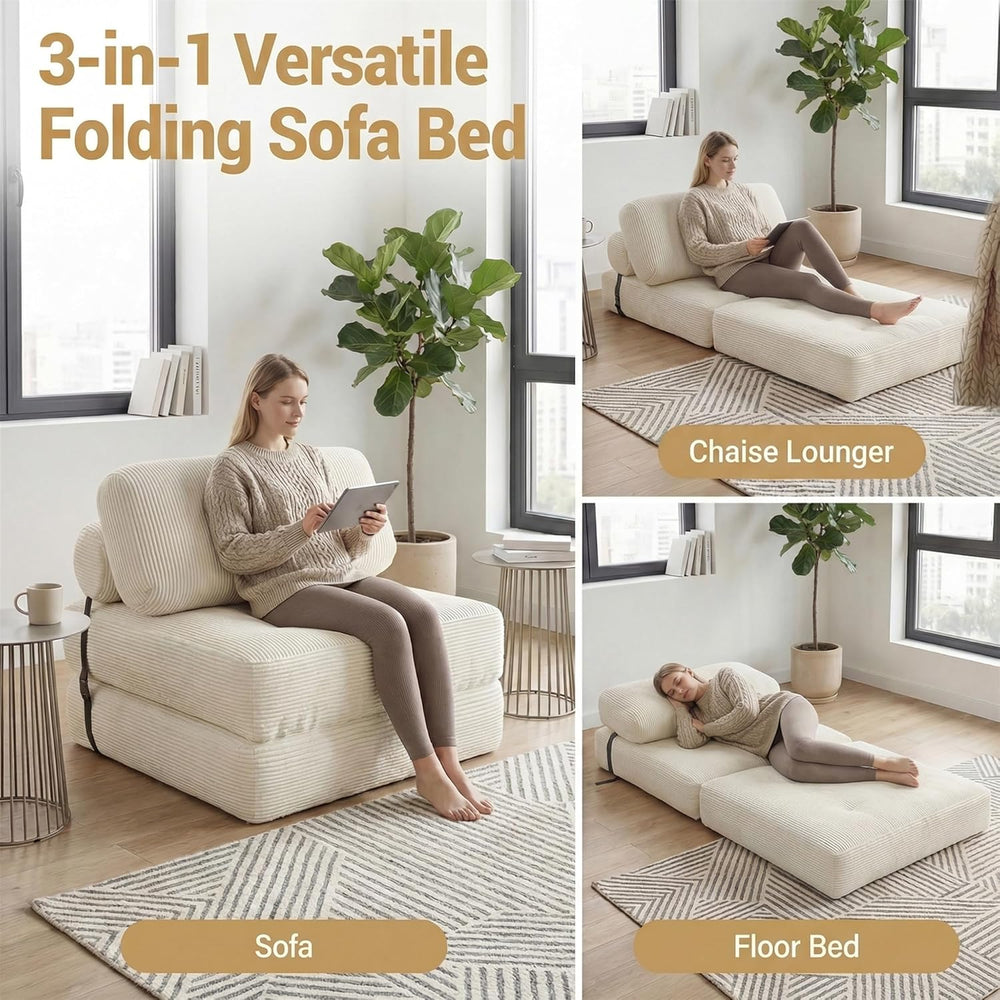 KOMFOTT Convertible Folding Sofa Bed with Pillow, Fold Out Sleeper Chair with...