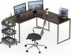 SHW Mission 55 x 60 Inches L-Shape Home Office Computer Desk, Espresso