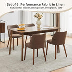 Dining Chair Set of 4, Leather Upholstered Dining Chair with Wood Legs, Wing Backrest, Wooden Kitchen Chair, Kitchen Chairs with Thick Cushions for Dining Room, Living Room, Taupe