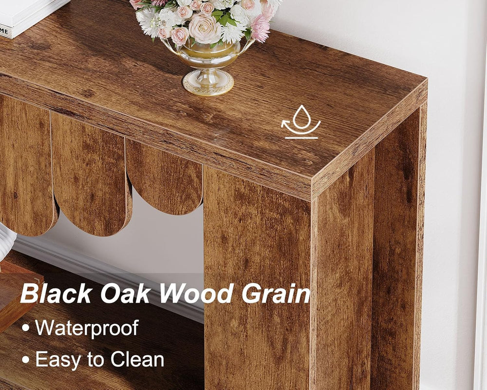 IBF 63” Long Entryway Table, 2-Tier Console Table with Storage Rustic Brown |...