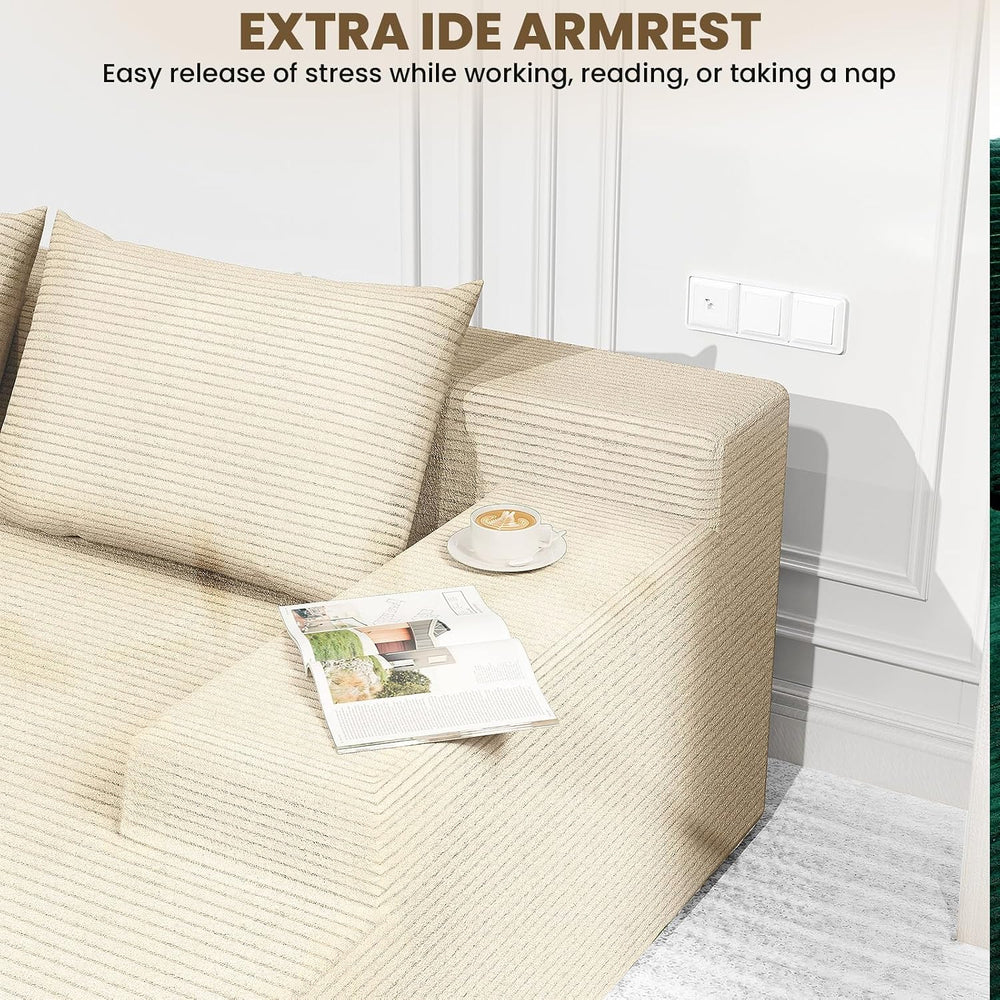 LEVELEVE 107" Cloud Sectional Couch with Deep Seat，Modern Modular Sofa w...