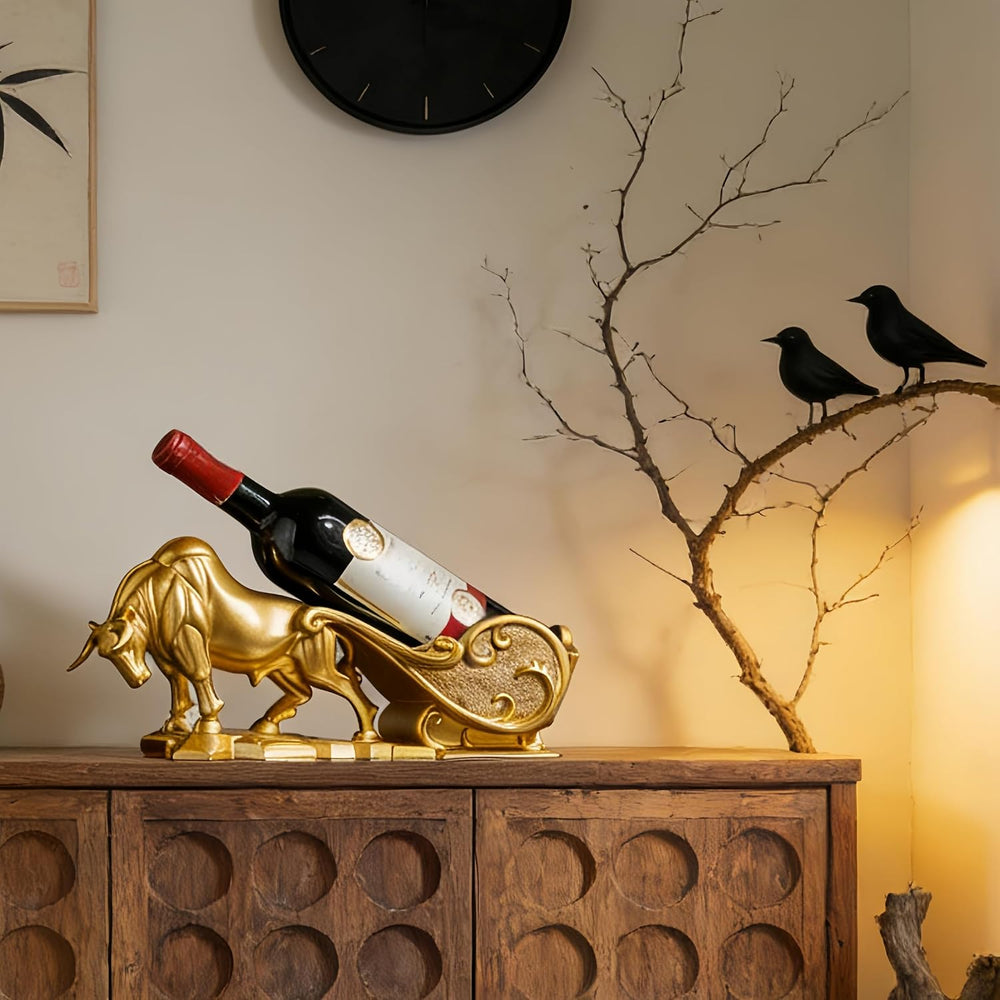 XINXUAN Gold Bull Pantry Organizers and Storage, Wall Street Figurine | Wine ...