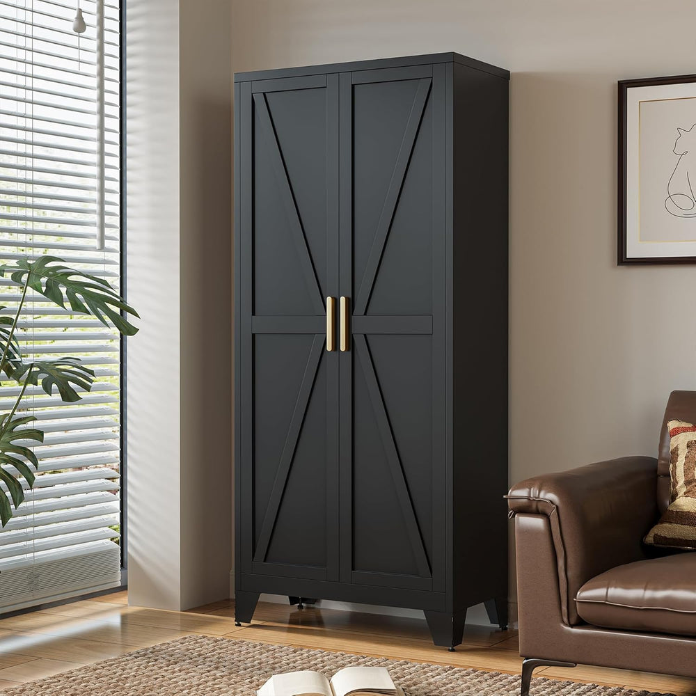 LCAOPC 71" Tall Metal Storage Cabinet with 2 Doors and 4 Adjustable Shel...