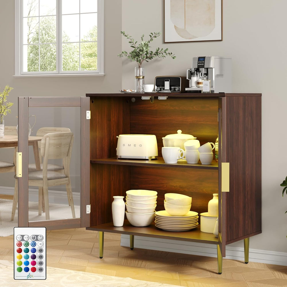 Housoul Buffet Cabinet with LED Lights, Sideboard Cabinet with 2 Doors Acryli...