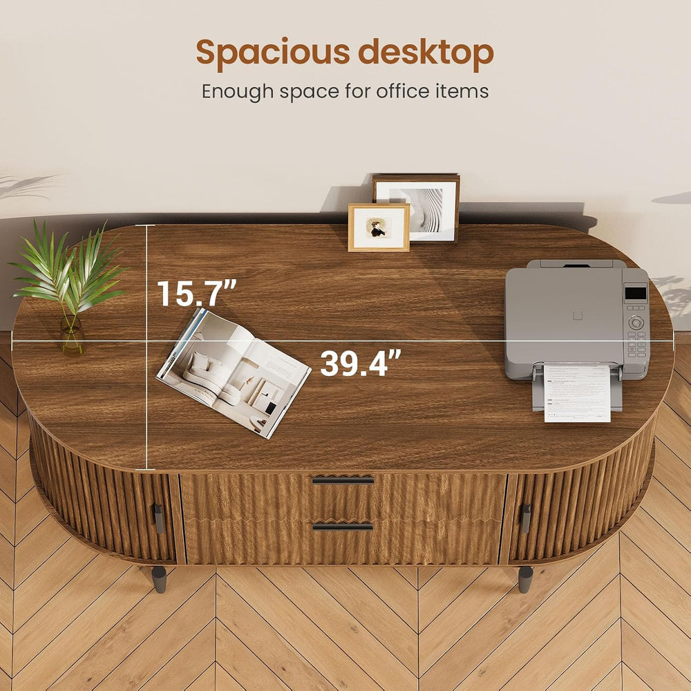 SEDETA Fluted 2 Drawer File Cabinet with 2 Sliding Door for Home Office | 39....