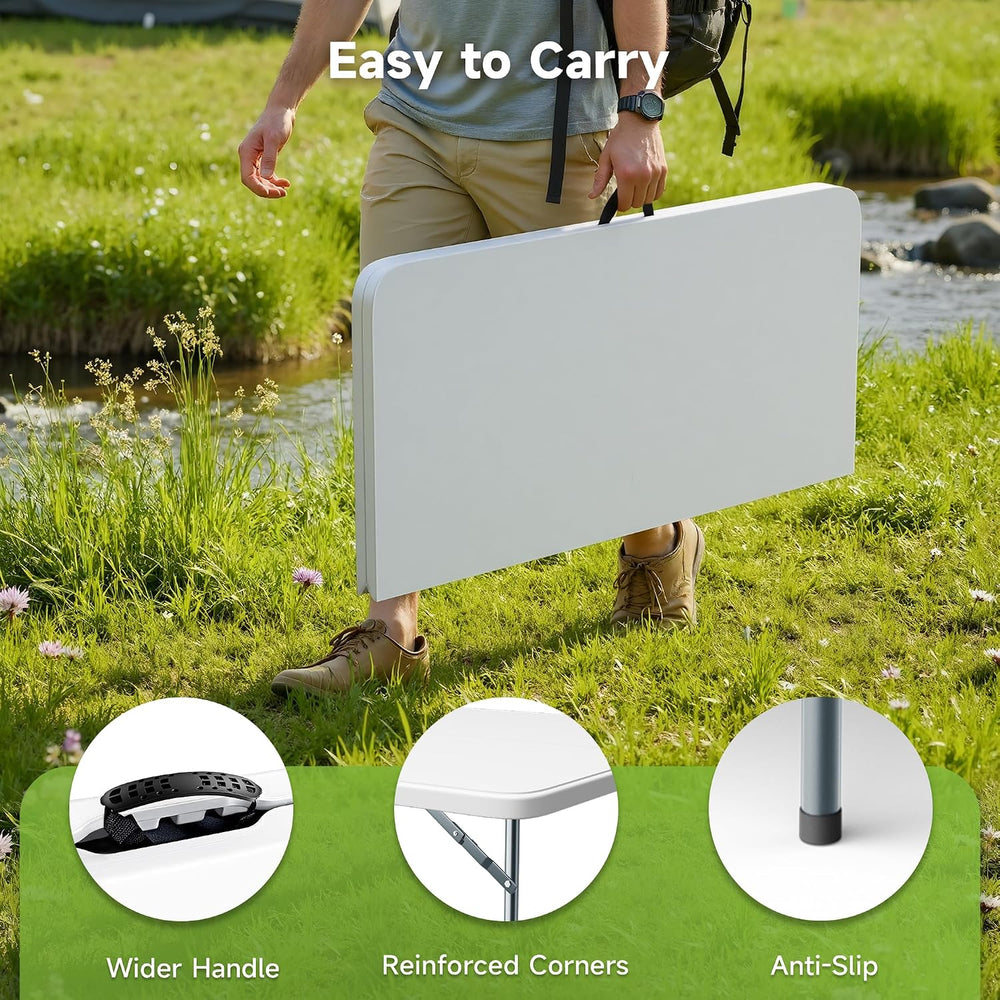 3 ft Square Folding Card Table, Portable Folding Table with Carrying Handle, ...
