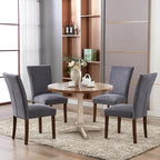 COLAMY Upholstered Parsons Dining Chairs Set of 6, Fabric Dining Room Kitchen Side Chair with Nailhead Trim and Wood Legs - Dark Grey
