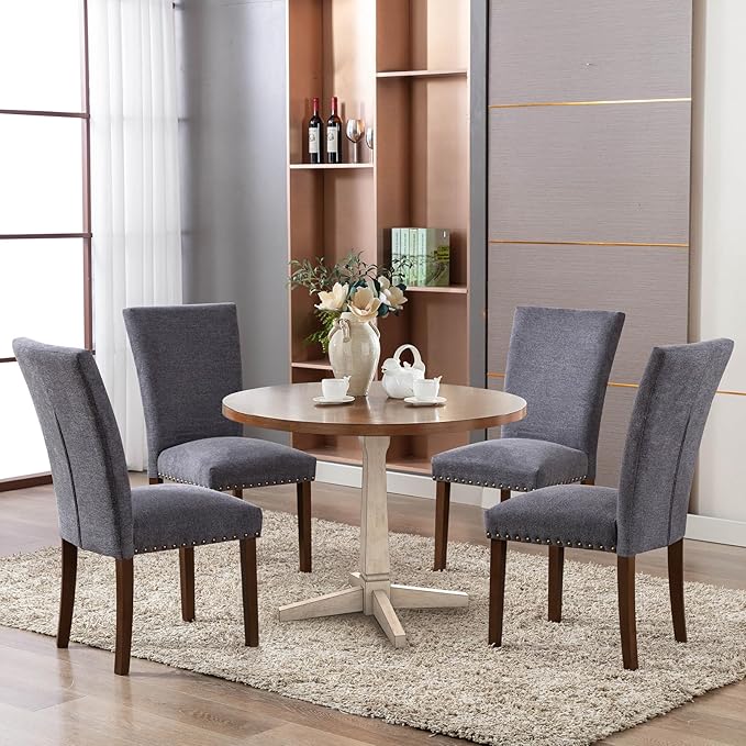 COLAMY Upholstered Parsons Dining Chairs Set of 4, Fabric Dining Room Kitchen...