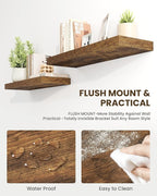 Marsmiles 31.5" Floating Shelves for Wall, Wooden Shelves with Invisible Brackets Set of 2, Rustic Farmhouse Wall Mounted Shelf for Kitchen Bathroom Living Room Study, Rustic Brown