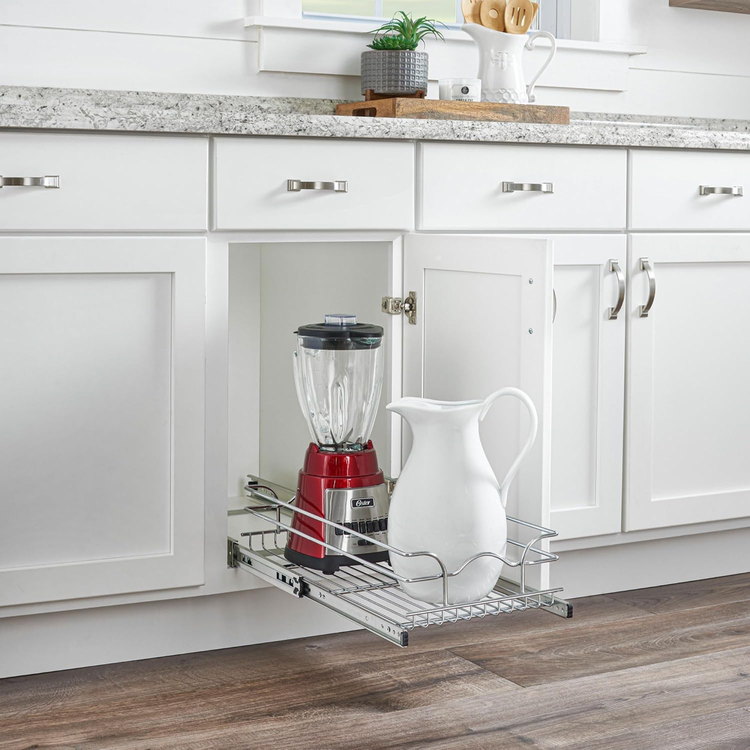 Rev-A-Shelf Kitchen Cabinet Pullout Shelf and Drawer Organizer Slide Out Pantry Storage Basket in Multiple Sizes, 12 x 20 In, 5WB1-1220CR-1