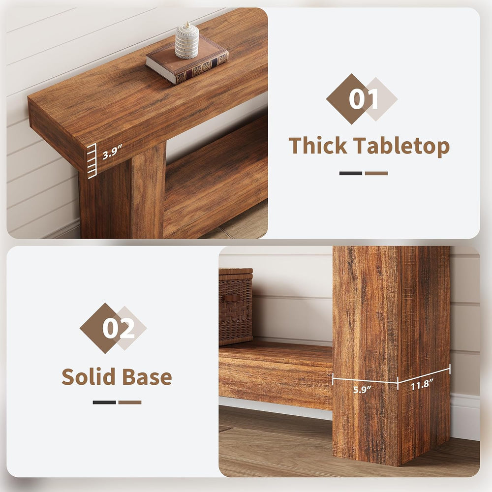 GAOMON 63" Farmhouse Console Table for Entryway - 2-Tier Storage Shelf, ...