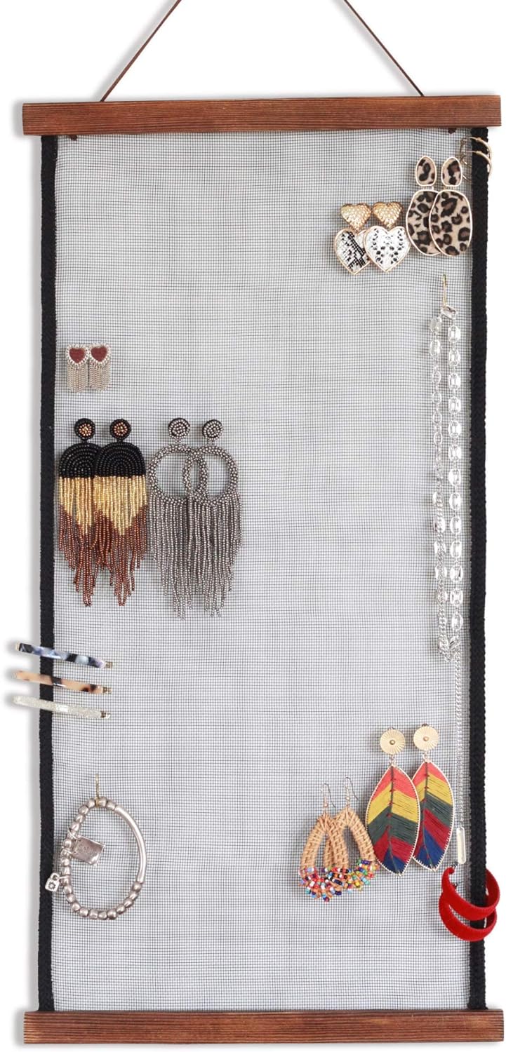 Heesch Earring Organizer Wall Monut Earring Holder Display Hanging Jewelry Organizer for Studs Dangle Earrings and Necklaces Holder Rack for Women Girl Gift