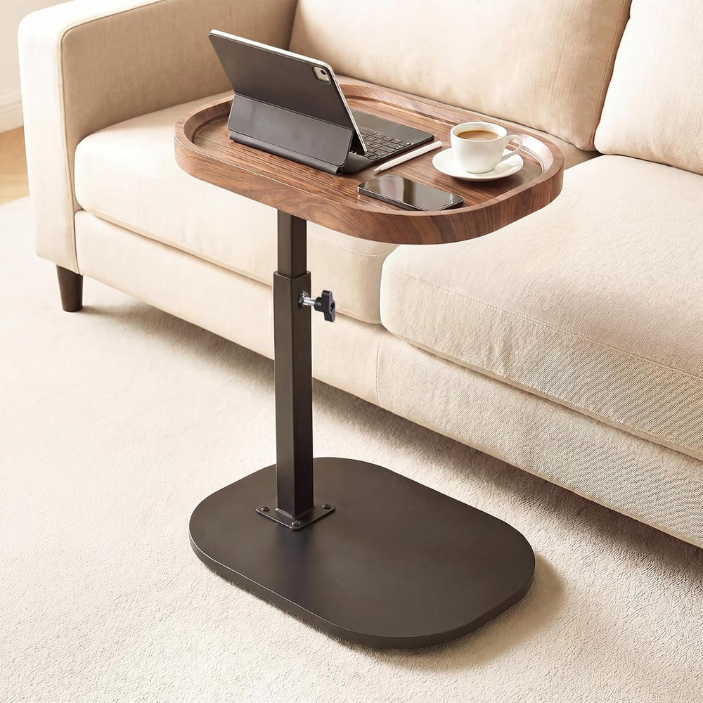 Adjustable Height TV Dinner Tray Table for Eating, 360°Swivel Small C Shaped ...
