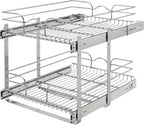 Rev-A-Shelf 2-Tier Kitchen Cabinet Pullout Shelf and Drawer Organizer Slide Out Pantry Storage Basket in Multiple Sizes, 18 x 22 In, 5WB2-1822CR-1