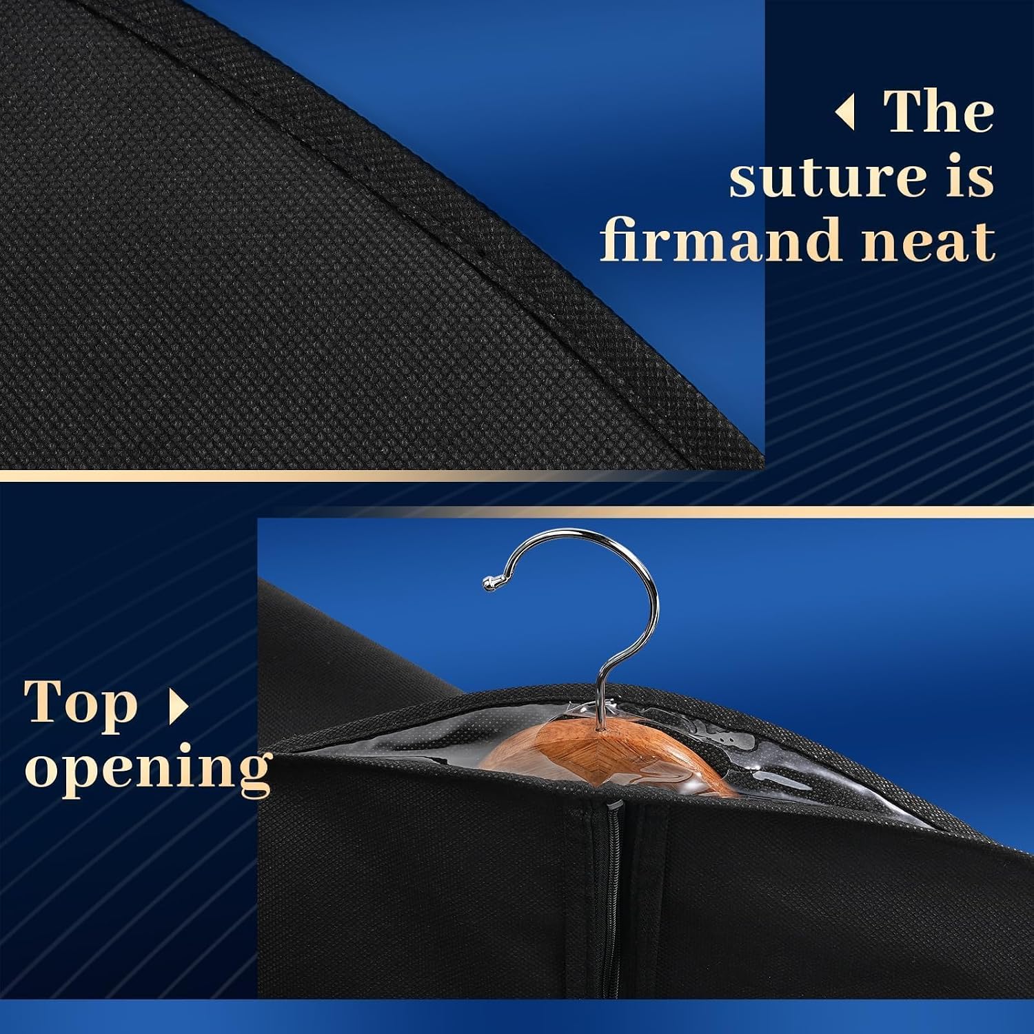 Premium Suit Bags 8 Pack, 43” x 24” Garment Bags for Hanging Clothes | Garment Bags for Travel with Clear Window, Sweater, Coat & Suit Storage