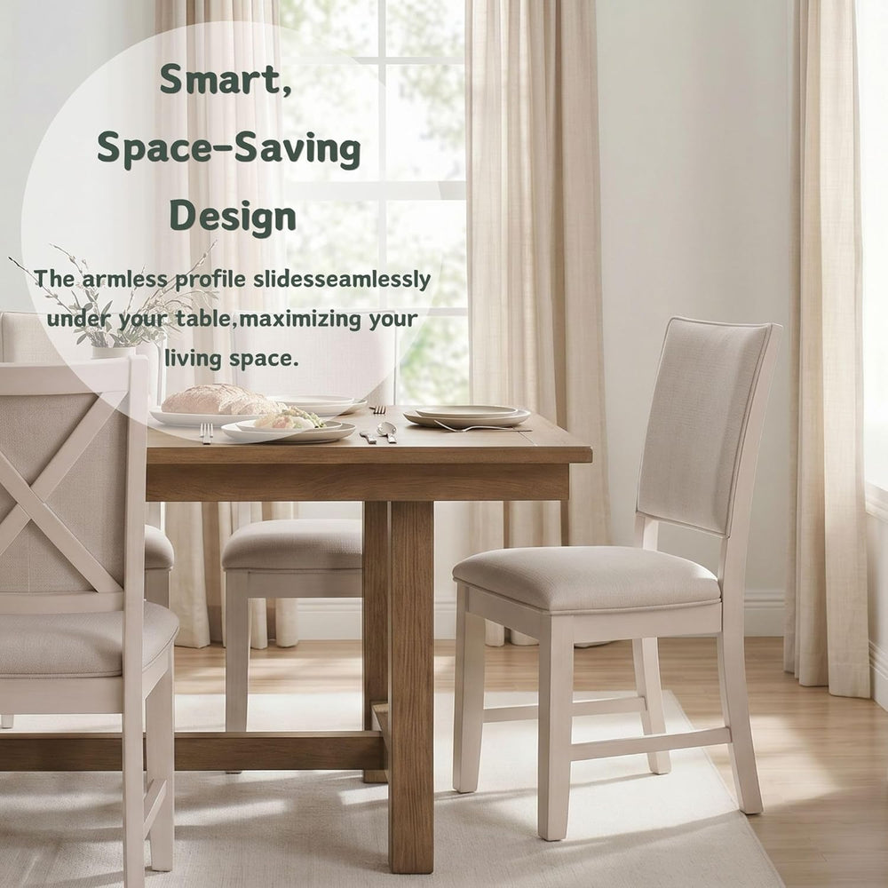 Farmhouse Dining Chairs Set of 4 Upholstered Kitchen Chairs with Cross Back A...