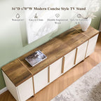 OKD Modern 70" TV Stand,Entertainment Center for TVs Up to 80",TV Console with Storage,Integrated Plinth,Handle-Free Hidden Doors Design,Media Console for Living Room,Bedroom(Antique White)