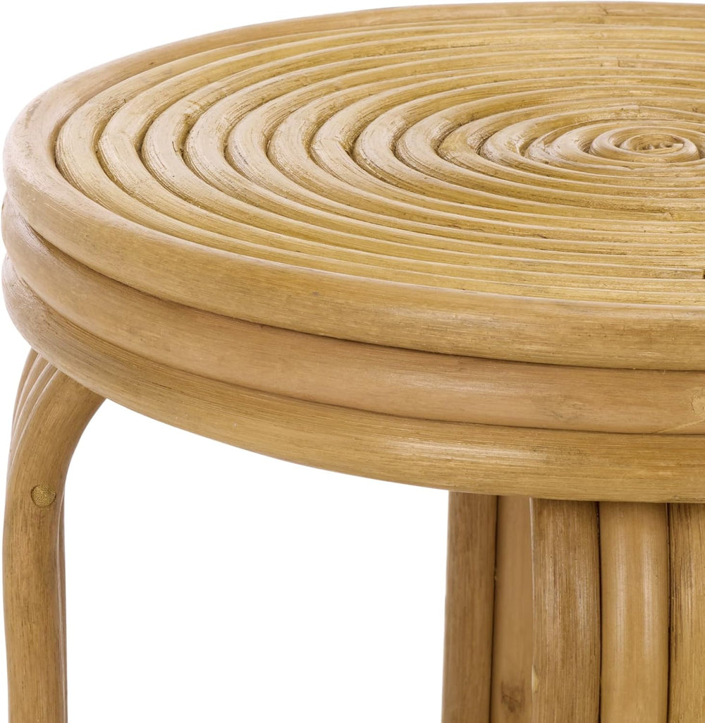 SAFAVIEH Furniture - Asleesh Round Accent Table - Natural Rattan - Fully Asse...
