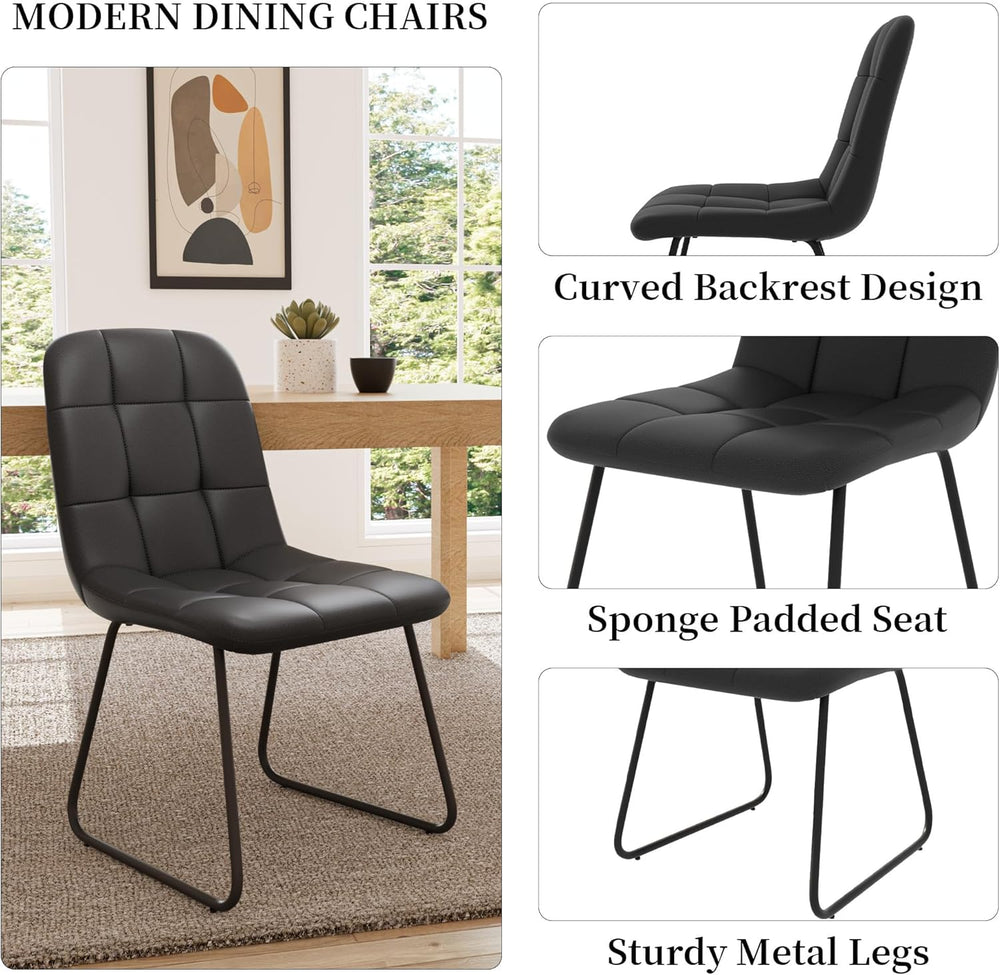 HIPIHOM 45.3 Inch Round Dining Table Set for 4, Mid Century Modern MDF Coffee...