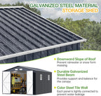 Outdoor Storage Shed 10X12FT with Frame Floor,Utility Tool Shed Metal Storage Garden Shed with Lockable Doors & Windows for Patio Storage, Midnight Blue