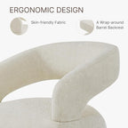 Upholstered Dining Chairs with Casters, Modern Barrel Side Armchair with Rollers for Dining Room, Bedroom, Kitchen, Reading Room, Cream Beige, Set of 1