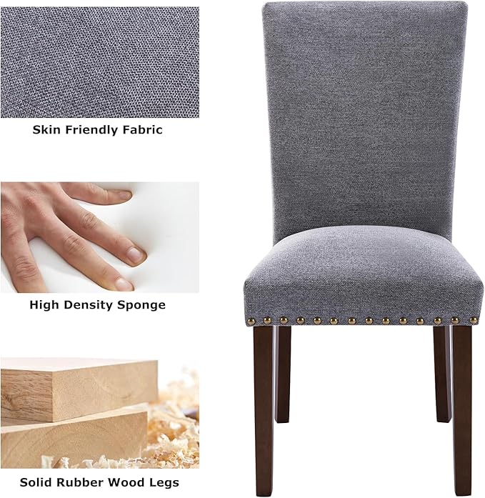 COLAMY Upholstered Parsons Dining Chairs Set of 4, Fabric Dining Room Kitchen...