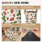 Strawberry Laundry Hamper,Collapsible Laundry Baskets,Flowers Leaf Dirty Clothes Baskets with Handles,Oxford Cloth Hamper for Bedroom,Bathroom,College Dorms, 16"x20"