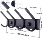 WEBI Coat Rack Wall Mounted,4 Coat Hooks for Hanging Coats,Hook Rack Rail Coat Hanger Wall Coat Rack with Hooks for Clothes,Black,2 Packs