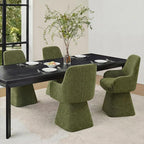 Swivel Dining Chairs Set of 4, Mid Century Modern Chairs Fabric Upholstered Armchair with Armrest & Ergonomic Backrest for Dining Room, Kitchen, Bedroom, Living Room, Green, 4 Boxs