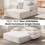70"Chaise Lounge Chair, Oversized Boneless Chair & 2 Cup Holder 4 Pockets | Oversized Corduroy Lounge Chair Indoor Convertible, 3 Pillows, Deep Seat Sleeper Sofa Bed, Living Room, Reading, No Assembly