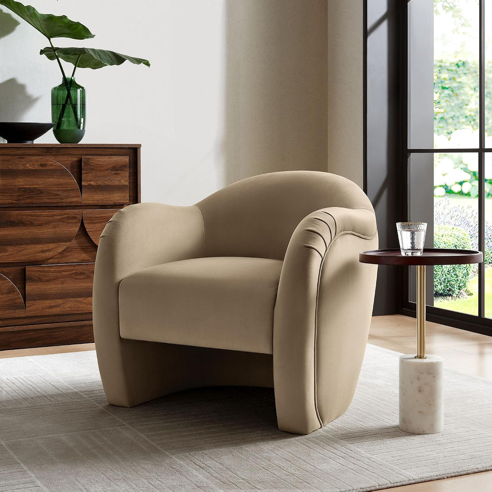 Modway Compose Barrel Chair with Performance Velvet Fabric in Taupe – Upholst...