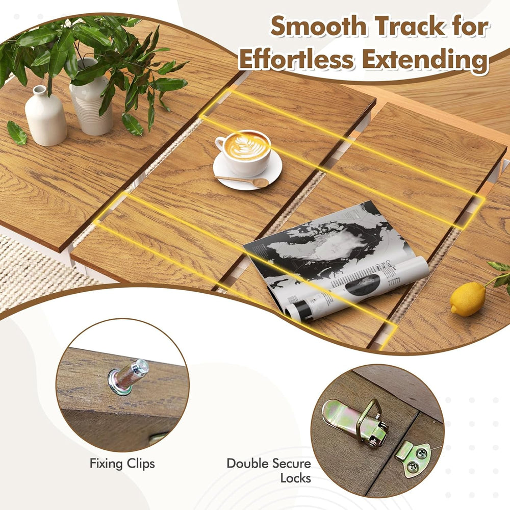 Giantex Rectangular Extendable Dining Table for 4-8 People with Rubber Wood L...