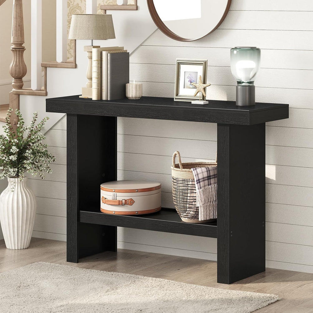 MAHANCRIS Console Table, 39.4'' Black Rectangular Entryway Table, Mod...